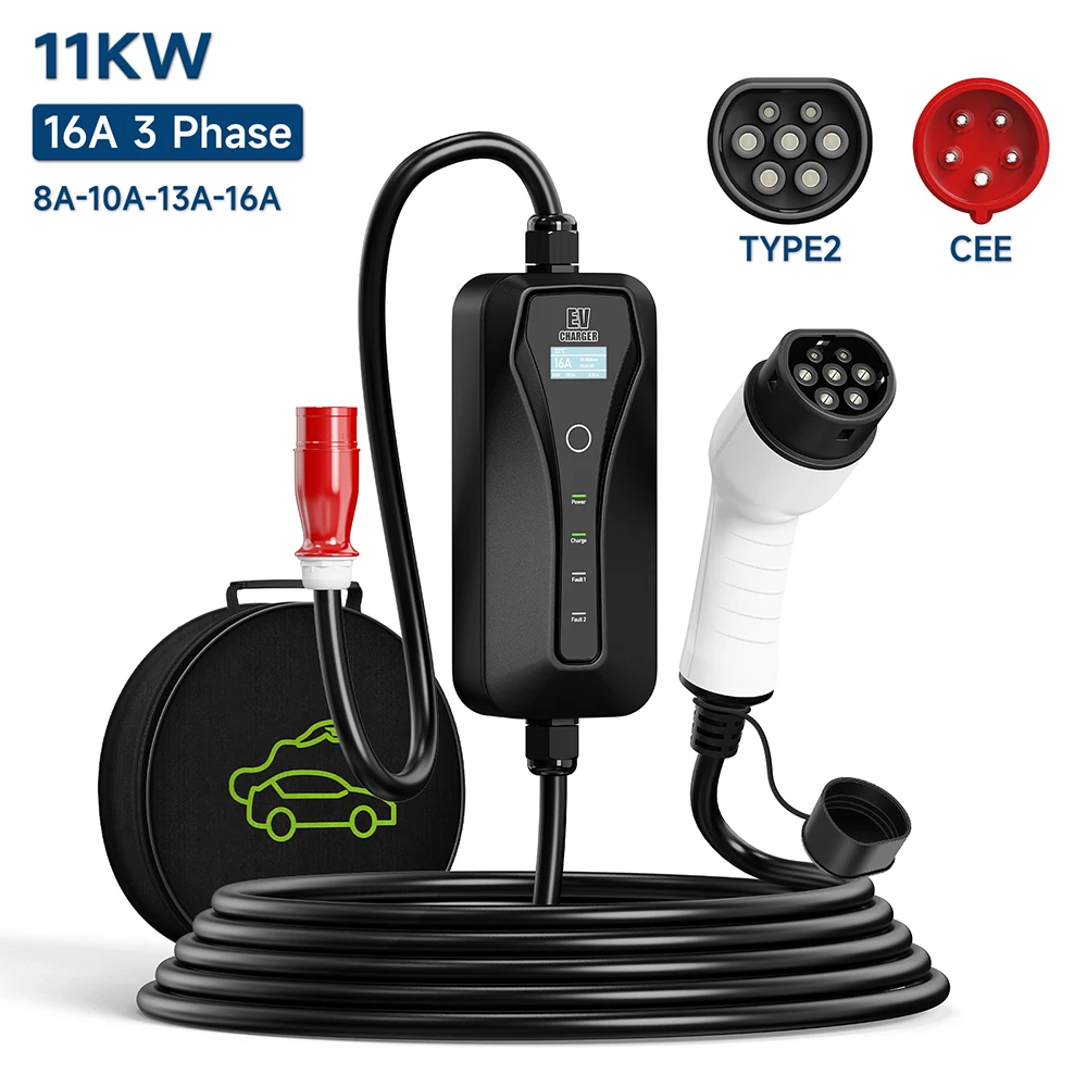 Type 2 Portable Ev Charger 11Kw Cee - 11kw 16a ev carregador tipo 2